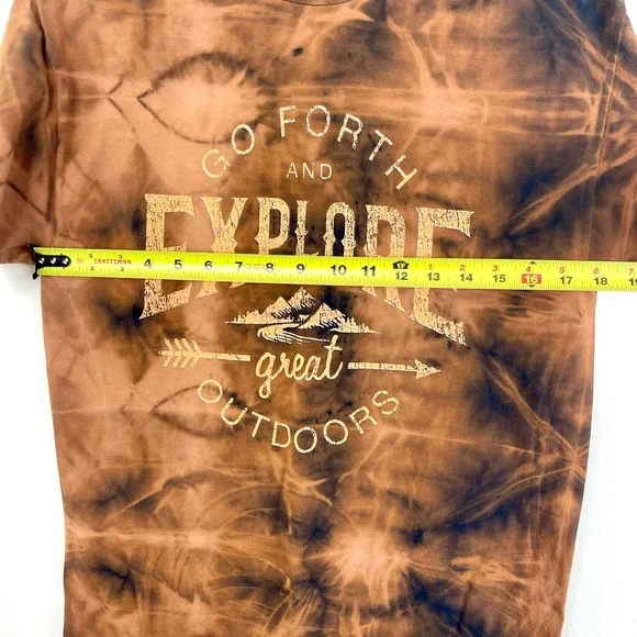 Graphic Tee, Acid Wash Tie Dye, EXPLORE the OUTDOORS, Medium 100% Cotton T-Shirt - Picture 3 of 4